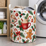 Hot Cocoa & Gingerbread Men | Quilted Laundry Basket