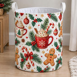 Hot Cocoa & Gingerbread Men | Quilted Laundry Basket