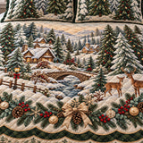 Pine Forest Bridge | Quilted Bedding Set