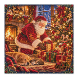 Reversible Christmas Pillow Cover, Santa Rooftop and Christmas Tree Scenes