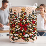 Snowy Pine Forest | Quilted Laundry Basket