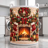 Warm Fireplace & Stockings | Quilted Laundry Basket