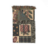 Cosy Christmas Snowman Blanket – Woven Patchwork with Red Birds