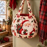 Round Santa Poinsettia | Handcrafted Bag