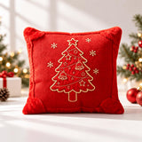 Christmas Throw Pillow Cover, 3D Santa &amp; Christmas Tree Pillow, Embroidered Holiday Cushion, Farmhouse Christmas Decor