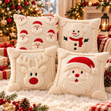 3D Plush Knit Christmas Pillow Cover, Santa, Snowman, Reindeer Holiday Decor