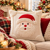 3D Plush Knit Christmas Pillow Cover, Santa, Snowman, Reindeer Holiday Decor