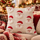 3D Plush Knit Christmas Pillow Cover, Santa, Snowman, Reindeer Holiday Decor