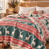 Christmas Reindeer Comforter, King Size Reversible 7-Layer Muslin, 100% Turkish Cotton
