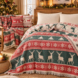 Christmas Reindeer Comforter, King Size Reversible 7-Layer Muslin, 100% Turkish Cotton