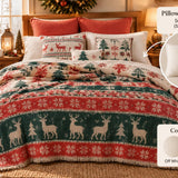 Christmas Reindeer Comforter, King Size Reversible 7-Layer Muslin, 100% Turkish Cotton