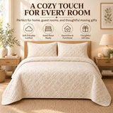 Poinsettia Pinecone Quilt | Quilted Bedding Set