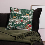 Winter Wonderland Deer Cabin Pillow Cover, Rustic Holiday Decor (100% Polyester)