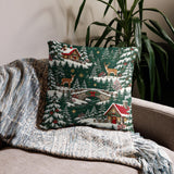 Winter Wonderland Deer Cabin Pillow Cover, Rustic Holiday Decor (100% Polyester)