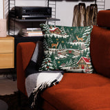 Winter Wonderland Deer Cabin Pillow Cover, Rustic Holiday Decor (100% Polyester)