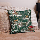 Winter Wonderland Deer Cabin Pillow Cover, Rustic Holiday Decor (100% Polyester)