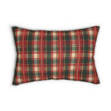 Christmas Tree &amp; Tartan Plaid Lumbar Pillow, 20x14" Holiday Decor