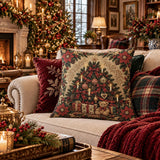 Christmas Woven Pillow 3 – Victorian Christmas Tree Tapestry Cushion