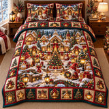 Lantern Village Night | Quilted Bedding Set