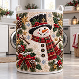 Snowman in Plaid Scarf | Quilted Laundry Basket