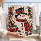 Snowman in Plaid Scarf | Quilted Laundry Basket