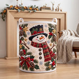 Snowman in Plaid Scarf | Quilted Laundry Basket
