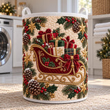Santa's Sleigh & Gifts | Quilted Laundry Basket