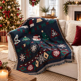 Cosy Christmas Woven Blanket – Santa and Snowman, 7 Designs