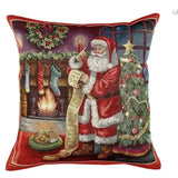 Christmas Tapestry Pillow Cover, Santa Claus Cushion Case, Red Holiday Throw Pillow, Woven Christmas Decor, Festive Sofa Pillowcase
