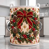 Red Bow Wreath | Quilted Laundry Basket