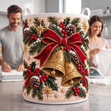 Velvet Bow & Brass Bells | Quilted Laundry Basket