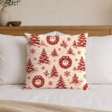 Christmas Toile Pillow Cover, Red Tree Farm and Horse Sleigh