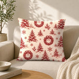 Christmas Toile Pillow Cover, Red Tree Farm and Horse Sleigh