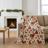 Cosy Santa and Reindeer Blanket – Soft Flannel Throw