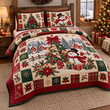 Snowman Tree Patchwork | Quilted Bedding Set