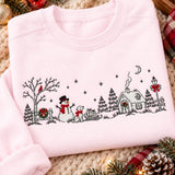 Pink Snowman Village | Cozy Sweater
