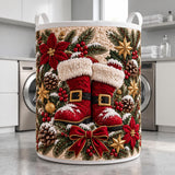 Santa Boots & Holly | Quilted Laundry Basket