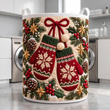 Snowflake Mittens & Bow | Quilted Laundry Basket