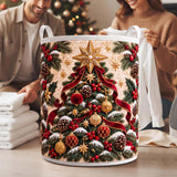 Starlit Tree & Swirling Ribbon | Quilted Laundry Basket