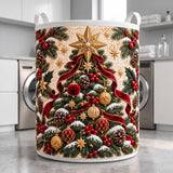 Starlit Tree & Swirling Ribbon | Quilted Laundry Basket