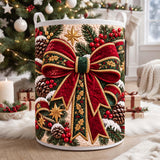 Grand Red Bow & Pinecones | Quilted Laundry Basket
