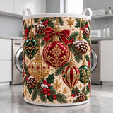 Red & Gold Ornaments | Quilted Laundry Basket