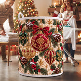 Red & Gold Ornaments | Quilted Laundry Basket