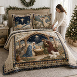 Nativity Night Scene | Quilted Bedding Set