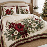 Red Floral Cardinal | Quilted Bedding Set