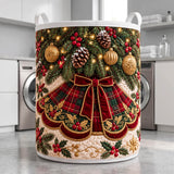 Plaid Bow & Golden Baubles | Quilted Laundry Basket
