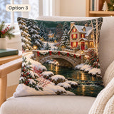 Christmas Pillow Cover, Vintage Santa, Snowy Village &amp; Red Cardinal, Double-Sided Cushion Cover, 14/16/18/20/24 Inch