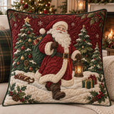 Vintage Santa Claus Quilted Pillow Cover, Christmas Holiday Throw Pillow