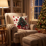 Snowman Christmas Pillow Cover, 45x45cm Snowman ,Santa Plush Pillow  Cushion Cover, Winter Throw Pillowcase, Holiday Sofa and Bedroom Decor