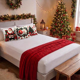 Snowman Christmas Pillow Cover, 45x45cm Snowman ,Santa Plush Pillow  Cushion Cover, Winter Throw Pillowcase, Holiday Sofa and Bedroom Decor
